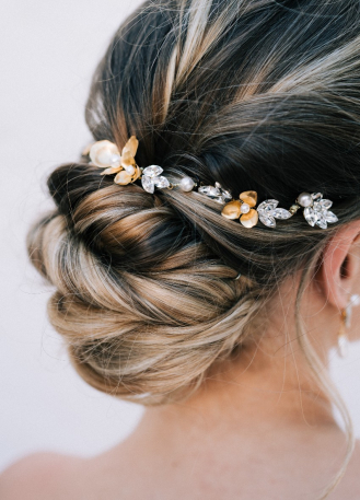 Ornement cheveux mariée romantique "Méryl" avec cristaux 2