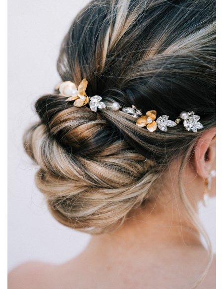 Ornement cheveux mariée romantique "Méryl" avec cristaux