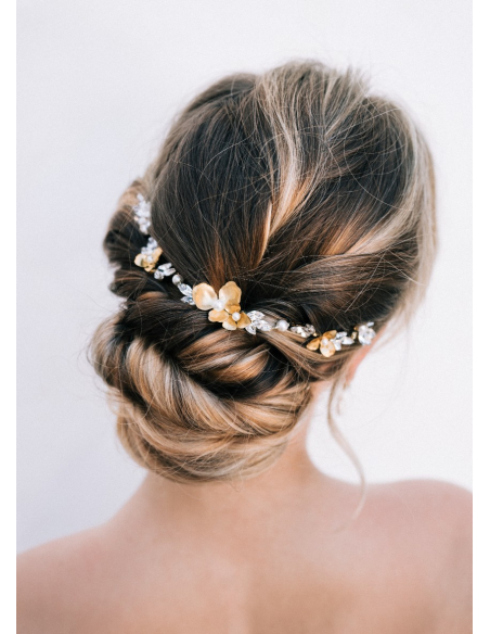 Ornement cheveux mariée romantique "Méryl" avec cristaux