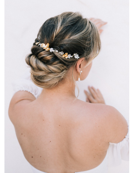 Ornement cheveux mariée romantique "Méryl" avec cristaux