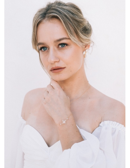 Bracelet mariage "Soline" avec intercalaire fleur et strass