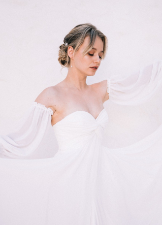 Boucles d'oreilles mariée "Sacha" pendantes avec perles... 2