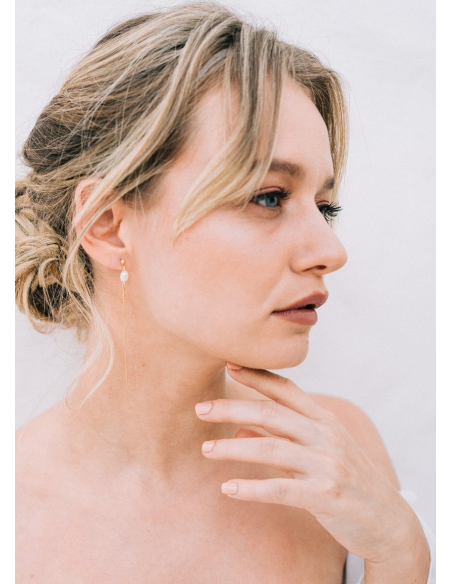 Boucles d'oreilles mariée "Salma" pendantes avec perles d'eau douce