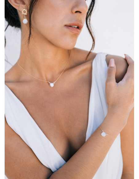 "Nora" Collier mariée discret avec pendentif perle eau douce