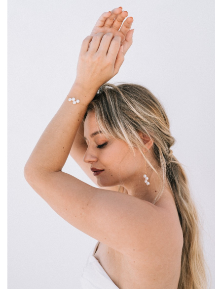 Boucles d'oreilles mariée "océane" pendantes avec perles d'eau douce