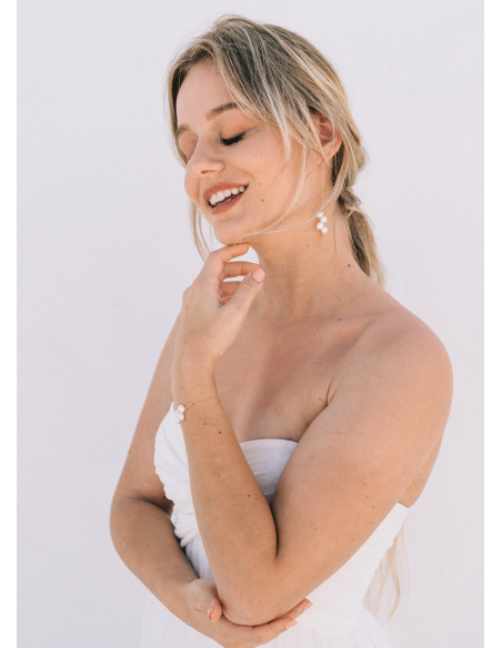 Boucles d'oreilles mariée "océane" pendantes avec perles d'eau douce