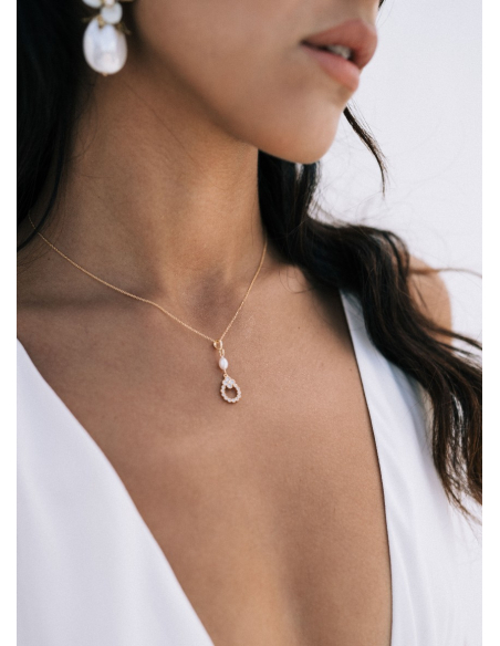 "Louisa" Collier mariée discret avec pendentif rétro perlé