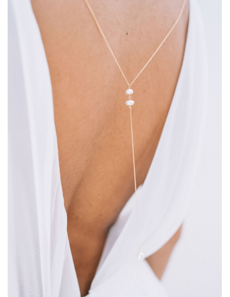 "Alya" Bijou de dos amovible avec perles pour robe dos nu