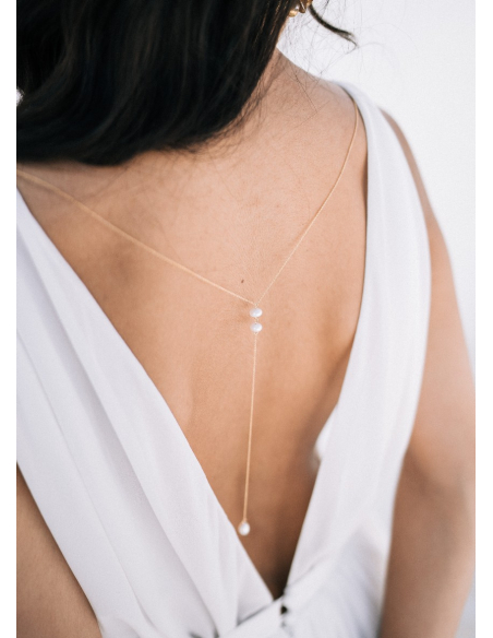 "Alya" Bijou de dos amovible avec perles pour robe dos nu