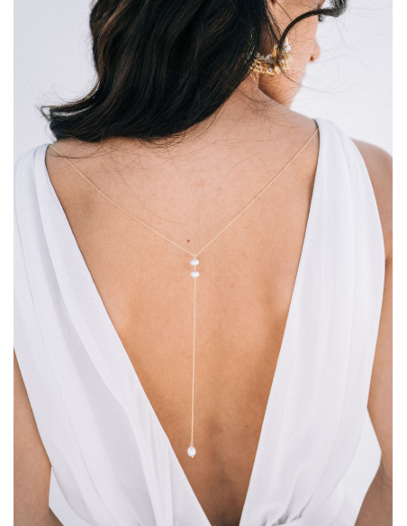 "Alya" Bijou de dos amovible avec perles pour robe dos nu