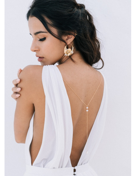 "Alya" Bijou de dos amovible avec perles pour robe dos nu