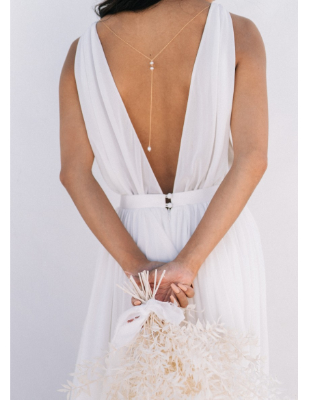 "Alya" Bijou de dos amovible avec perles pour robe dos nu