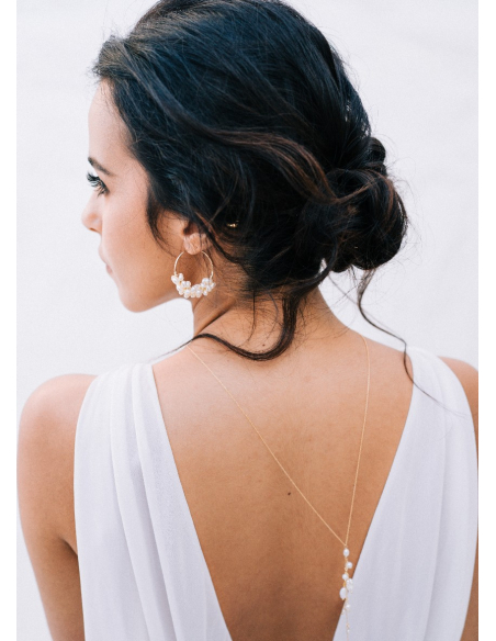 Boucles d'oreilles mariée "Alya" créoles avec perles d'eau douce