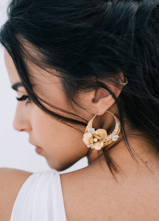 Boucles d'oreilles mariée "Hortense" créoles au charme bohème