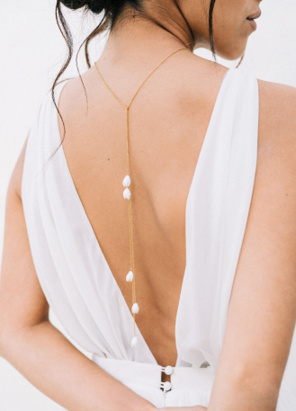 "Lila" collier de mariée pour robe dos décolleté avec fleurs porcelaine