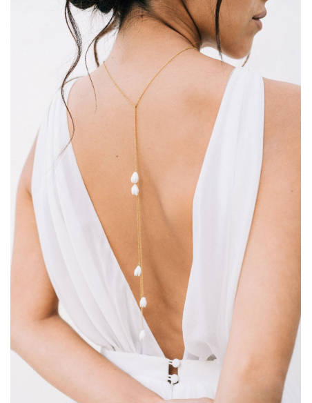 "Lila" collier de mariée à nouer avec fleurs porcelaine