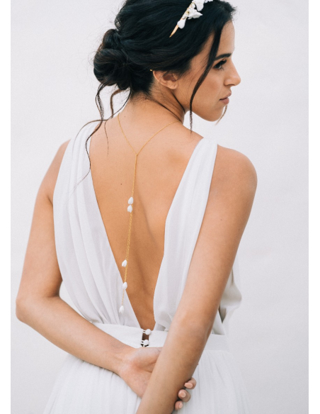 "Lila" collier de mariée à nouer avec fleurs porcelaine