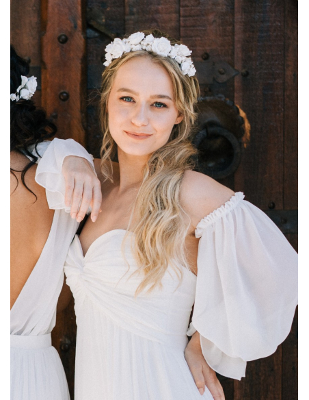 Couronne mariage moderne "Rosie" avec roses et perles