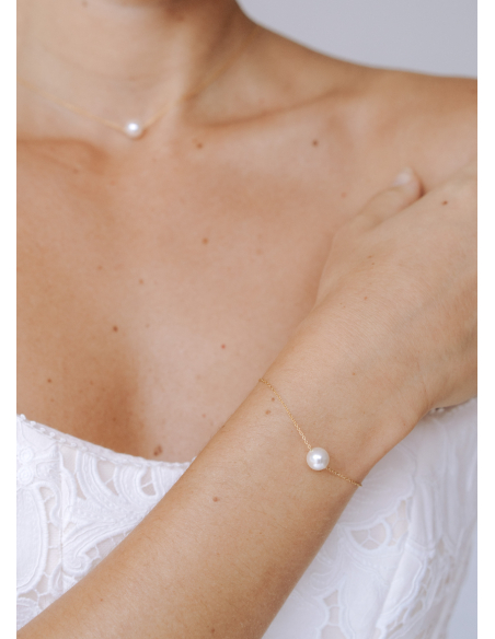 Bracelet mariage "Emilia" simple avec perle nacrée