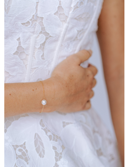 Bracelet mariage "Emilia" simple avec perle nacrée