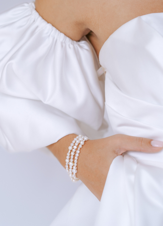 Bracelet mariage "Faustine" avec perles d'eau douce