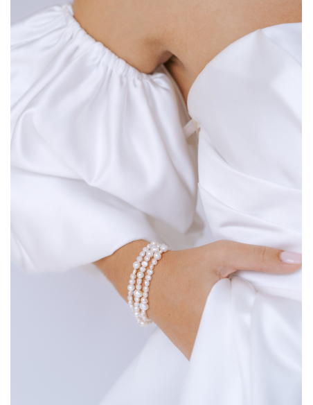 Bracelet mariage "Faustine" avec perles d'eau douce