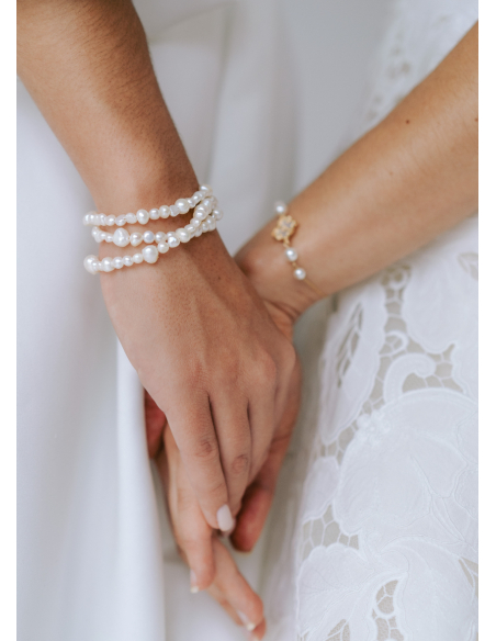 Bracelet mariage "Faustine" avec perles d'eau douce