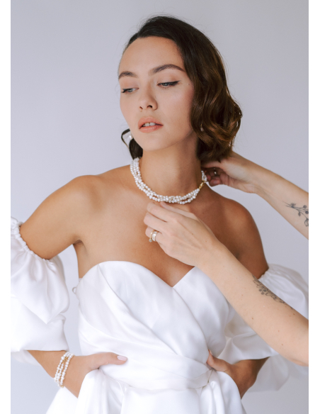 Bracelet mariage "Faustine" avec perles d'eau douce