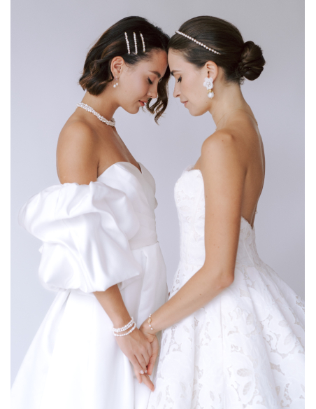 Bracelet mariage "Faustine" avec perles d'eau douce