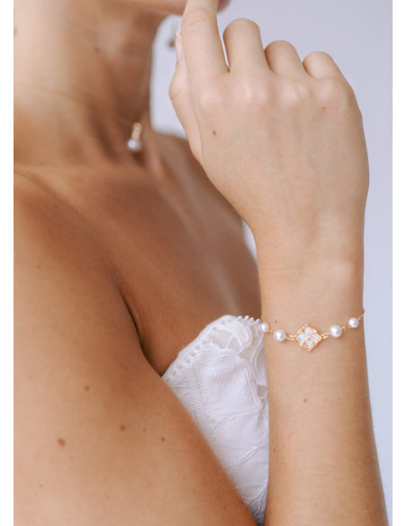 Bracelet mariage "Ofelia" avec perles et strass