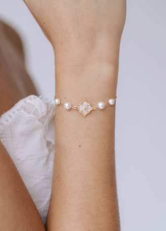 Bracelet mariage "Ofelia" avec perles et strass 2