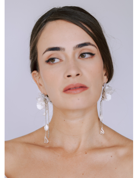 Boucles d'oreilles mariée "Chiara" avec fleurs et cristaux