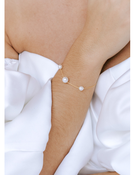 Bracelet mariage "Suzie" chaine avec perles nacrées