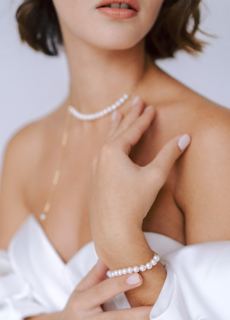 Bracelet mariage "Léa" avec perles d'eau douce 2