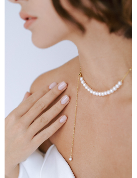 "Léa" Collier choker 2 en 1 avec perles d'eau douce