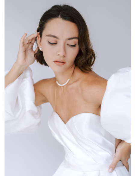 "Léa" Collier choker 2 en 1 avec perles d'eau douce