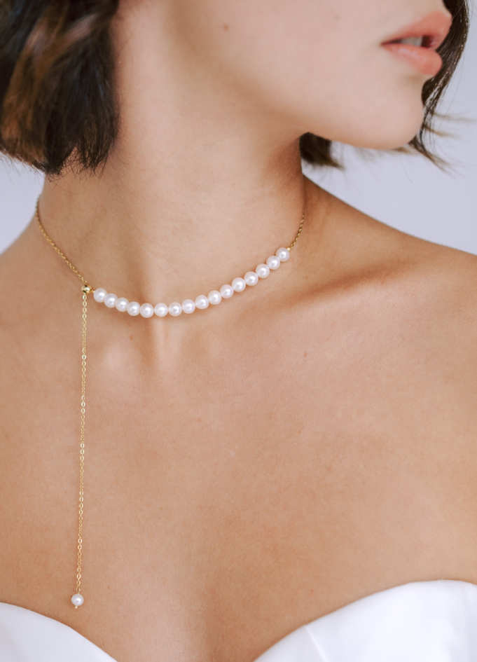 "Léa" Collier choker 2 en 1 avec perles d'eau douce