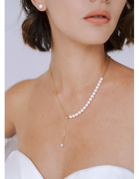 "Léa" Collier choker 2 en 1 avec perles d'eau douce