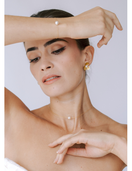 "Emilia" Collier de mariée perlé avec bijou robe dos nu