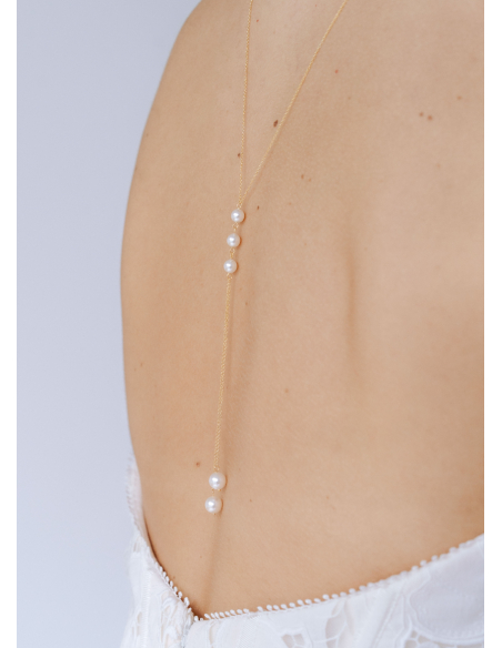 "Emilia" Collier de mariée perlé avec bijou robe dos nu