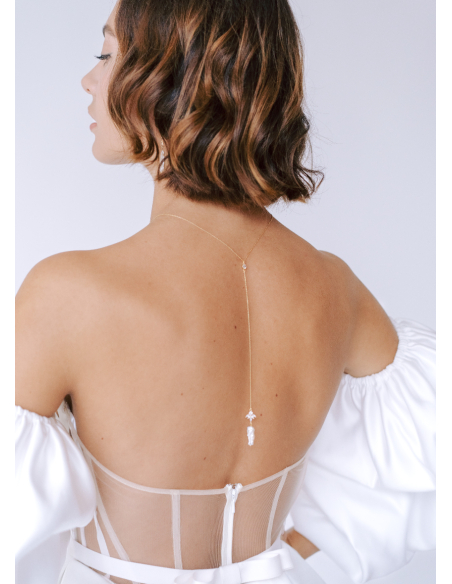 "Adèle" Collier de mariée avec perle et dos en cristal