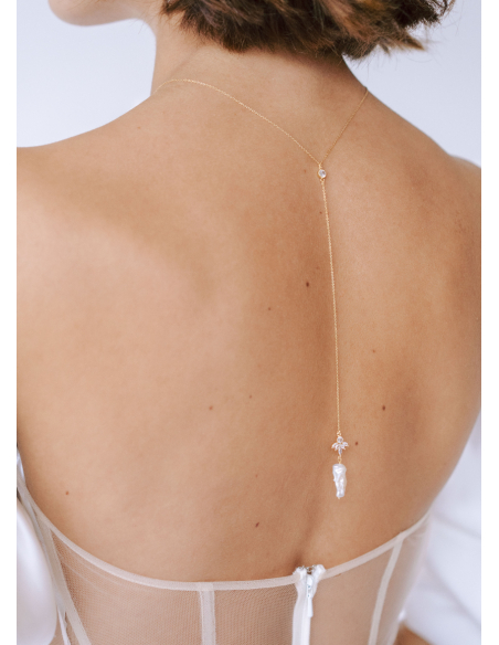 "Adèle" Collier de mariée avec perle et dos en cristal