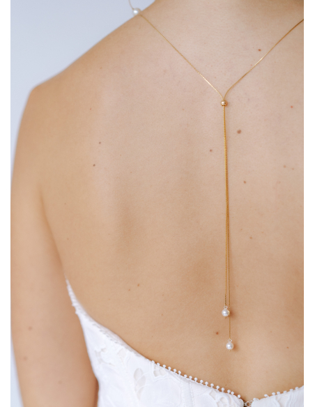 "Clara" Collier de mariée perlé avec bijou robe dos nu