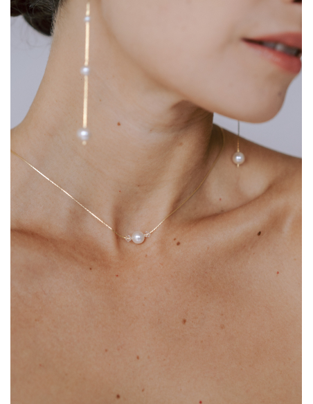 "Clara" Collier de mariée perlé avec bijou robe dos nu