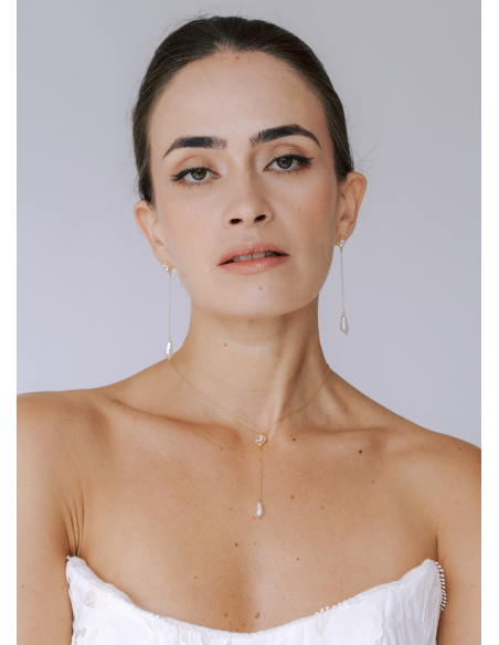 "Agathe" Collier de mariée perlé 2 en 1 avec bijou de dos