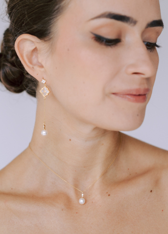 Boucles d'oreilles pendantes "Ofelia" avec perles rondes 2