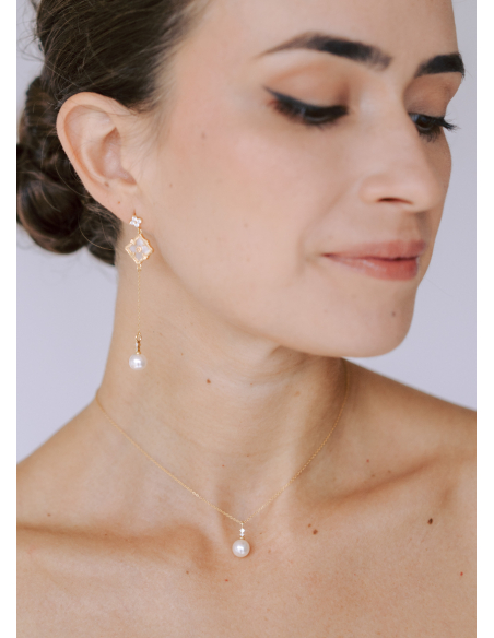 Boucles d'oreilles pendantes "Ofelia" avec perles rondes