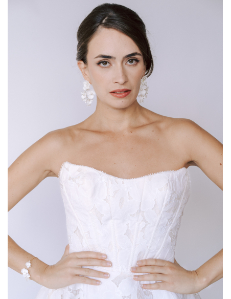 Boucles d'oreilles mariée "Ana" avec fleurs esprit Bridgerton