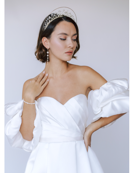 Longues boucles d'oreilles mariée "Opaline" avec perles