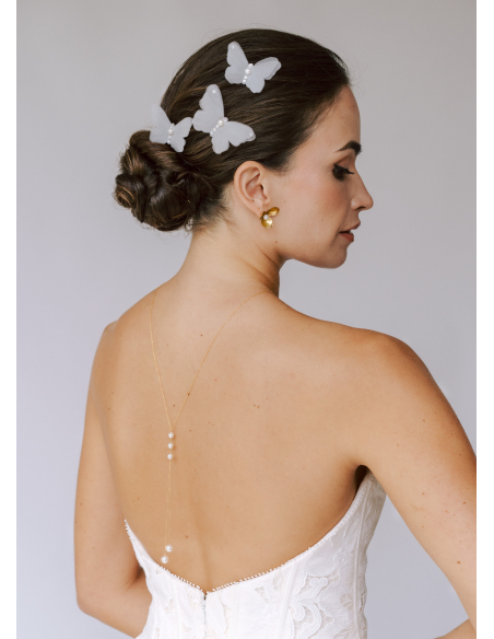 Trio de pics à chignon "Gisèle" avec papillons en soie